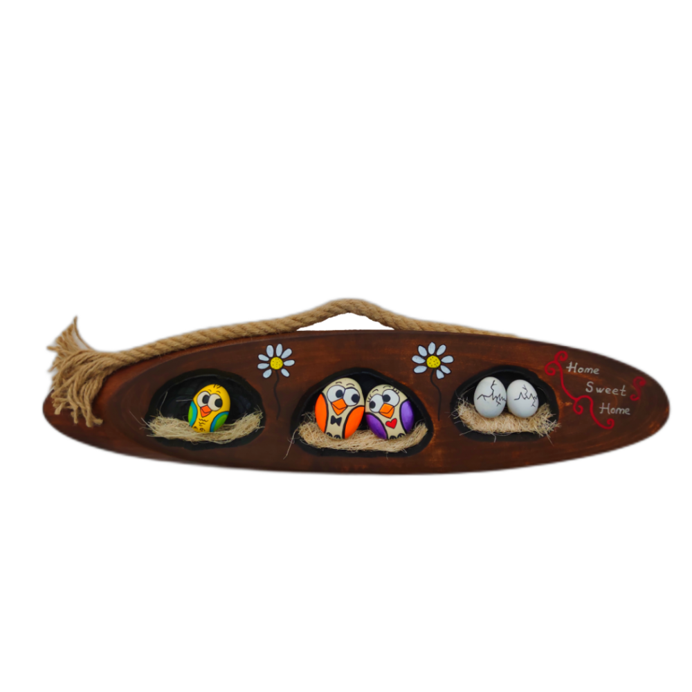 Kütük Taş Tablo Dik (Kestane Renk ) 3 Yuvalı 1 Çocuklu Yumurtalı