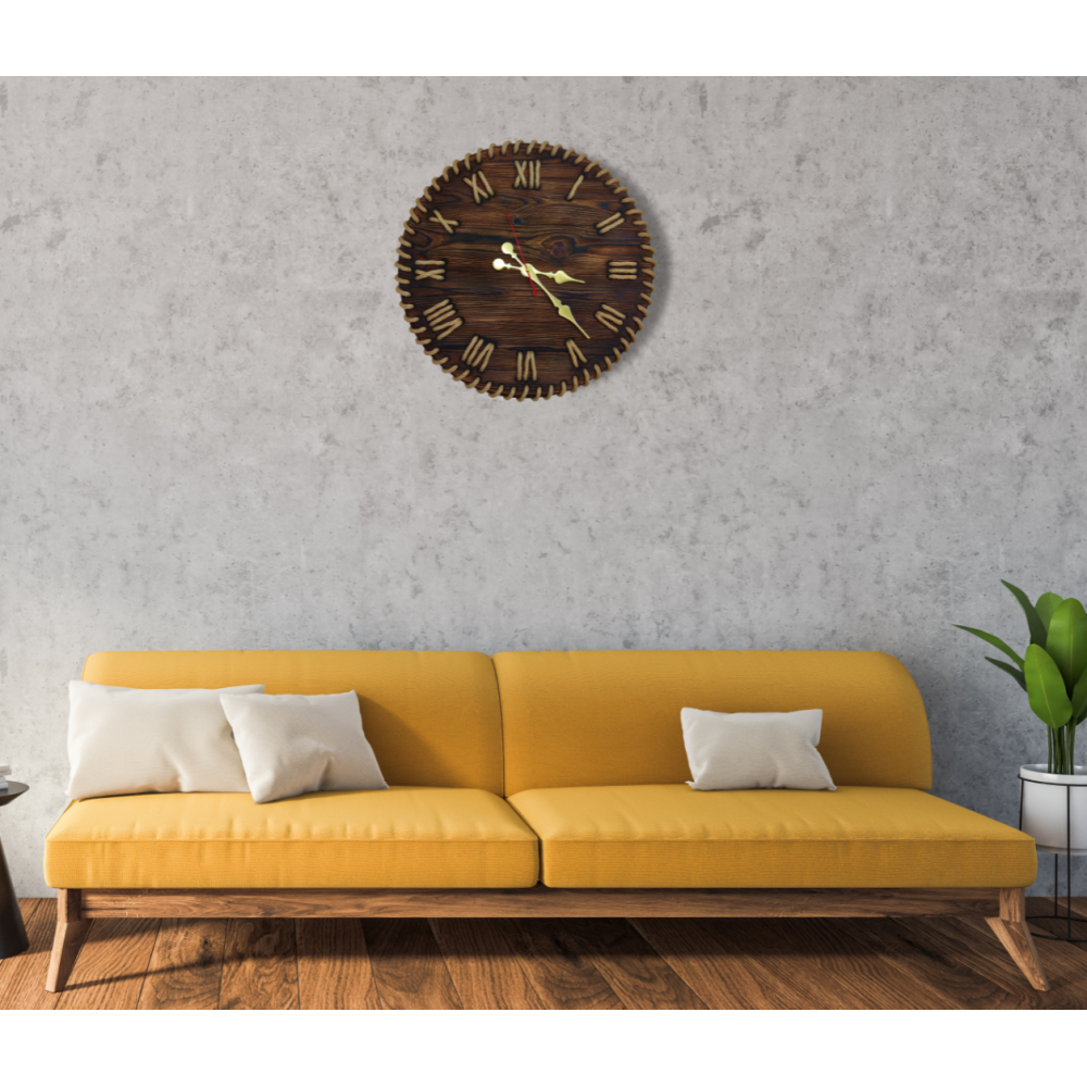Masif Ahşap Rustik Eskitme Yuvarlak Duvar Saati 50cm Masif Ahşap Rustik Eskitme Yuvarlak Duvar Saati 50cm